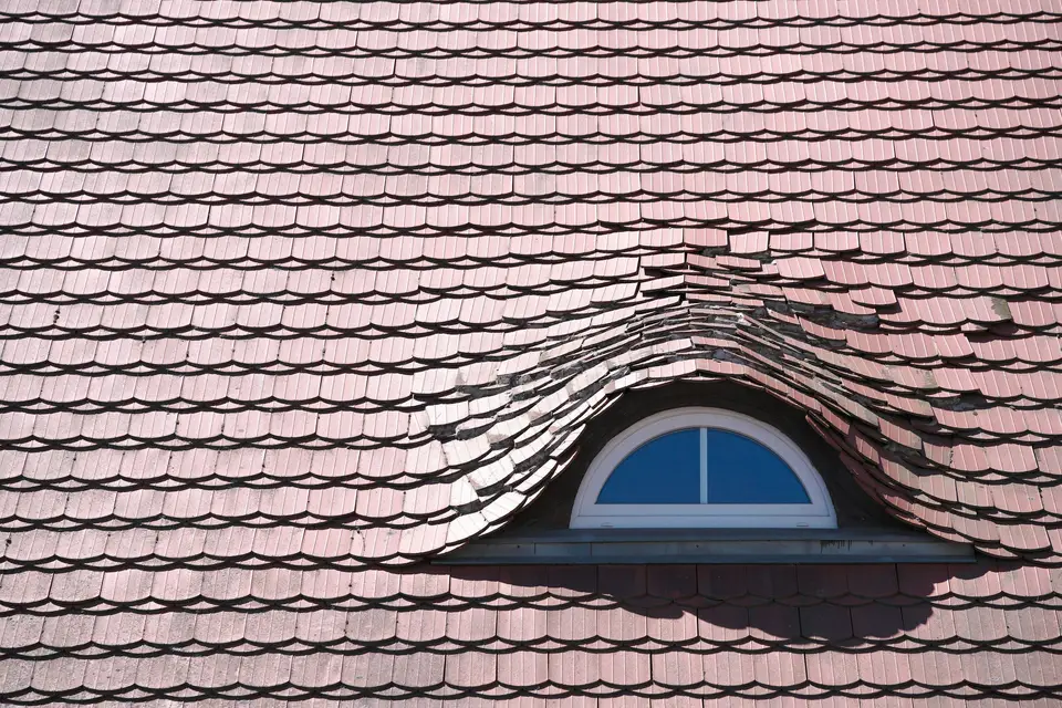 Shingle roof with an eyebrow dormer